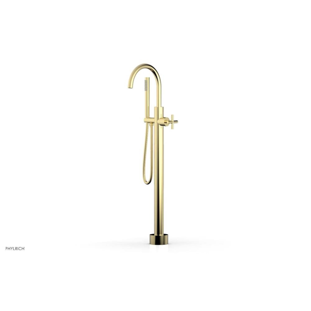 Floor Mounted Tub Filler Cross Hdl W/Handshwr-Tall