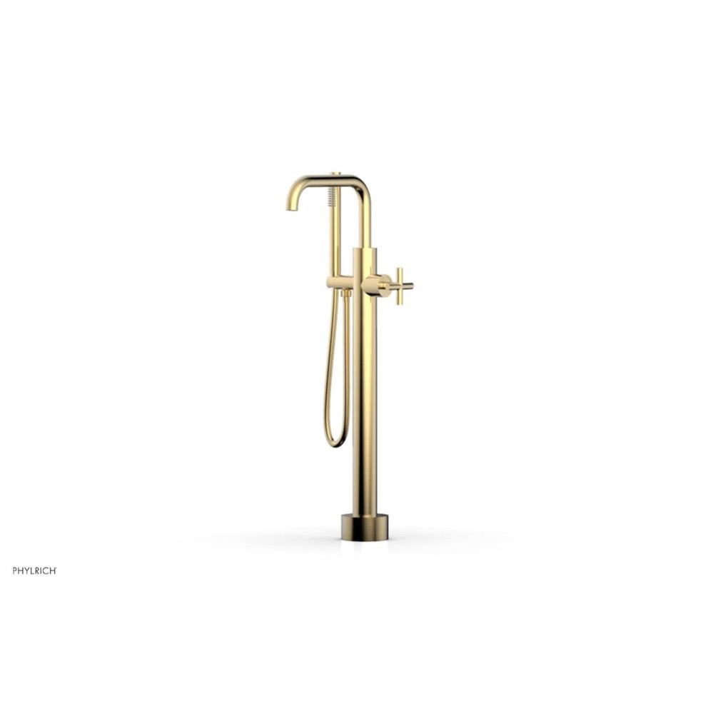 Floor Mounted Tub Filler Cross Hdl W/Handshwr-Short
