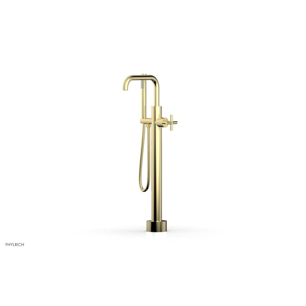 Floor Mounted Tub Filler Cross Hdl W/Handshwr-Short