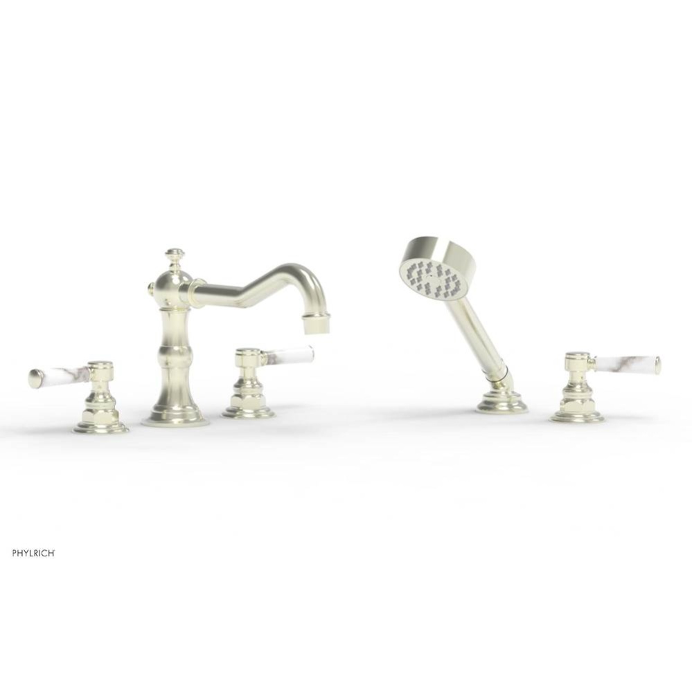 Deck Tub Set Trim, W/ Hnd Shwr, Mrbl Lvr Hdls Henri