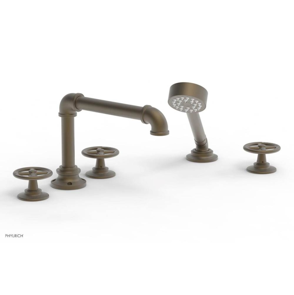 Deck Tub Set Works Industrial W/ Hs, Cross Handle