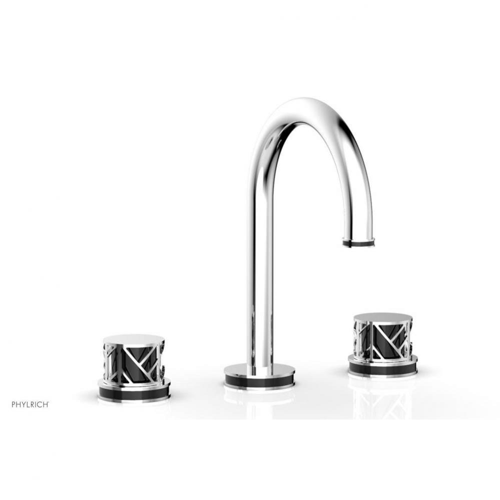 Matte Black Jolie Widespread Lavatory Faucet With Gooseneck Spout, Round Cutaway Handles, And Blac
