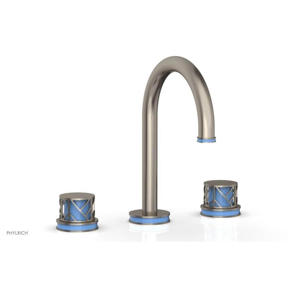 Satin Chrome Jolie Widespread Lavatory Faucet With Gooseneck Spout, Round Cutaway Handles, And Lig