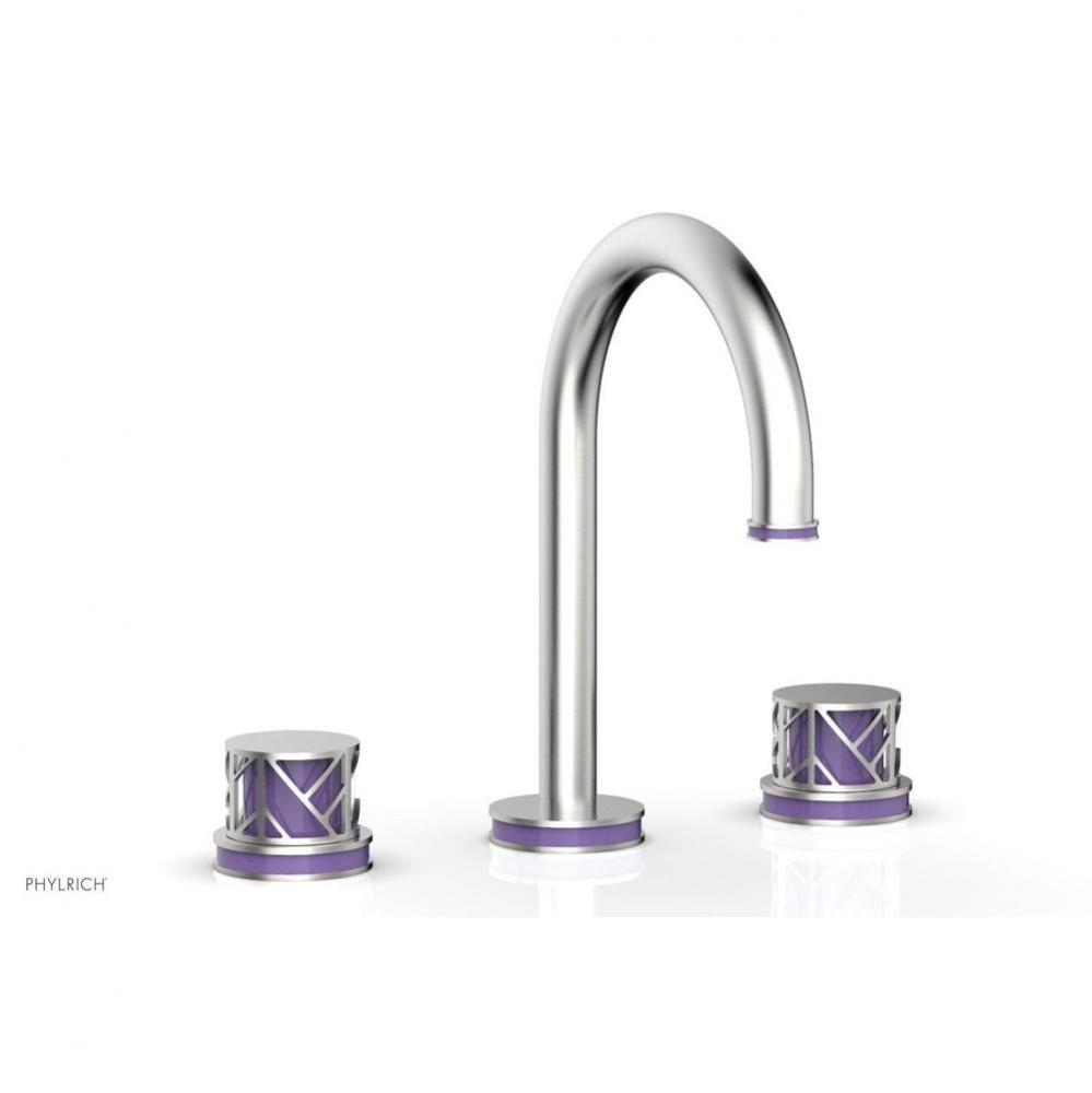 Satin Chrome Jolie Widespread Lavatory Faucet With Gooseneck Spout, Round Cutaway Handles, And Pur