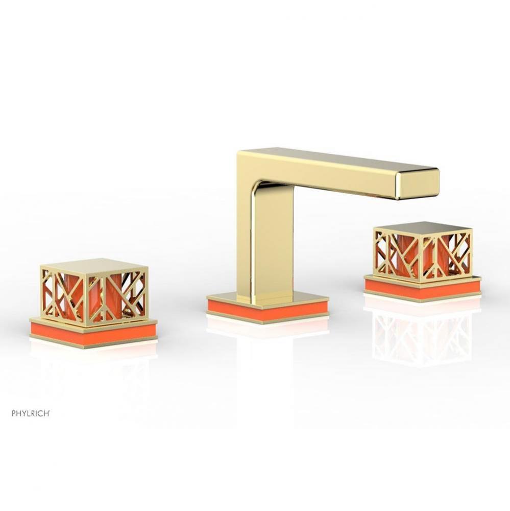 French Brass (Living Finish) Jolie Widespread Lavatory Faucet With Rectangular Low Spout, Square C