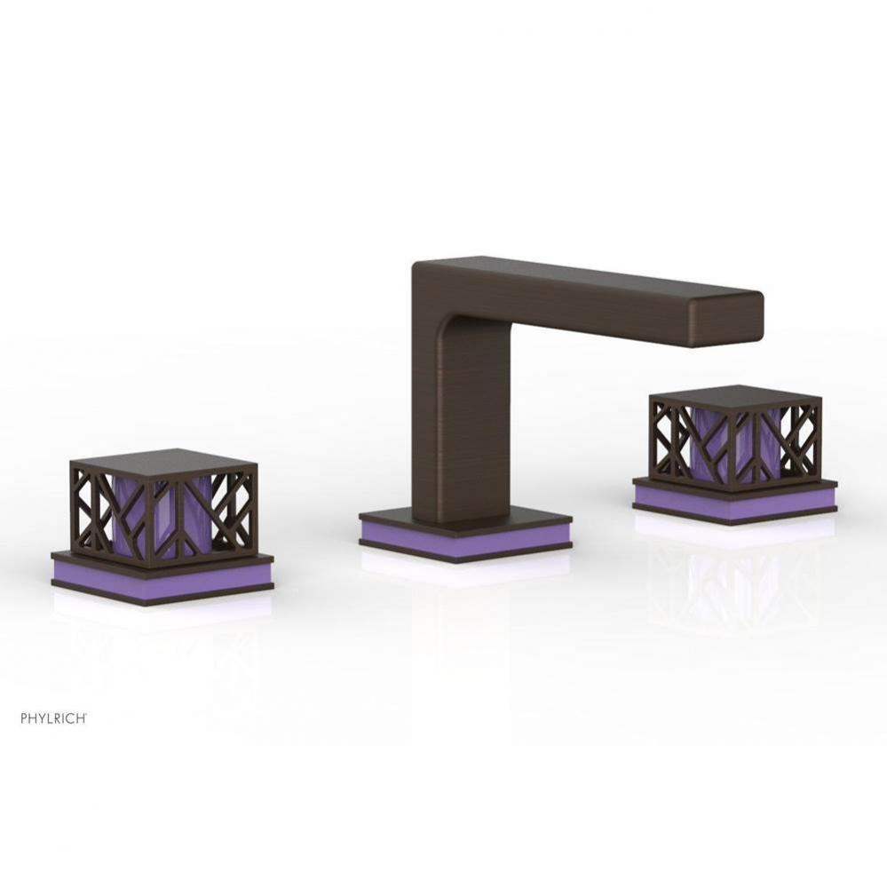 Oil Rubbed Bronze Jolie Widespread Lavatory Faucet With Rectangular Low Spout, Square Cutaway Hand