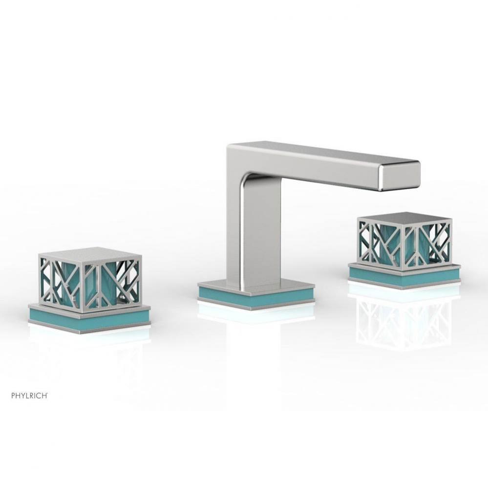 Burnished Nickel Jolie Widespread Lavatory Faucet With Rectangular Low Spout, Square Cutaway Handl