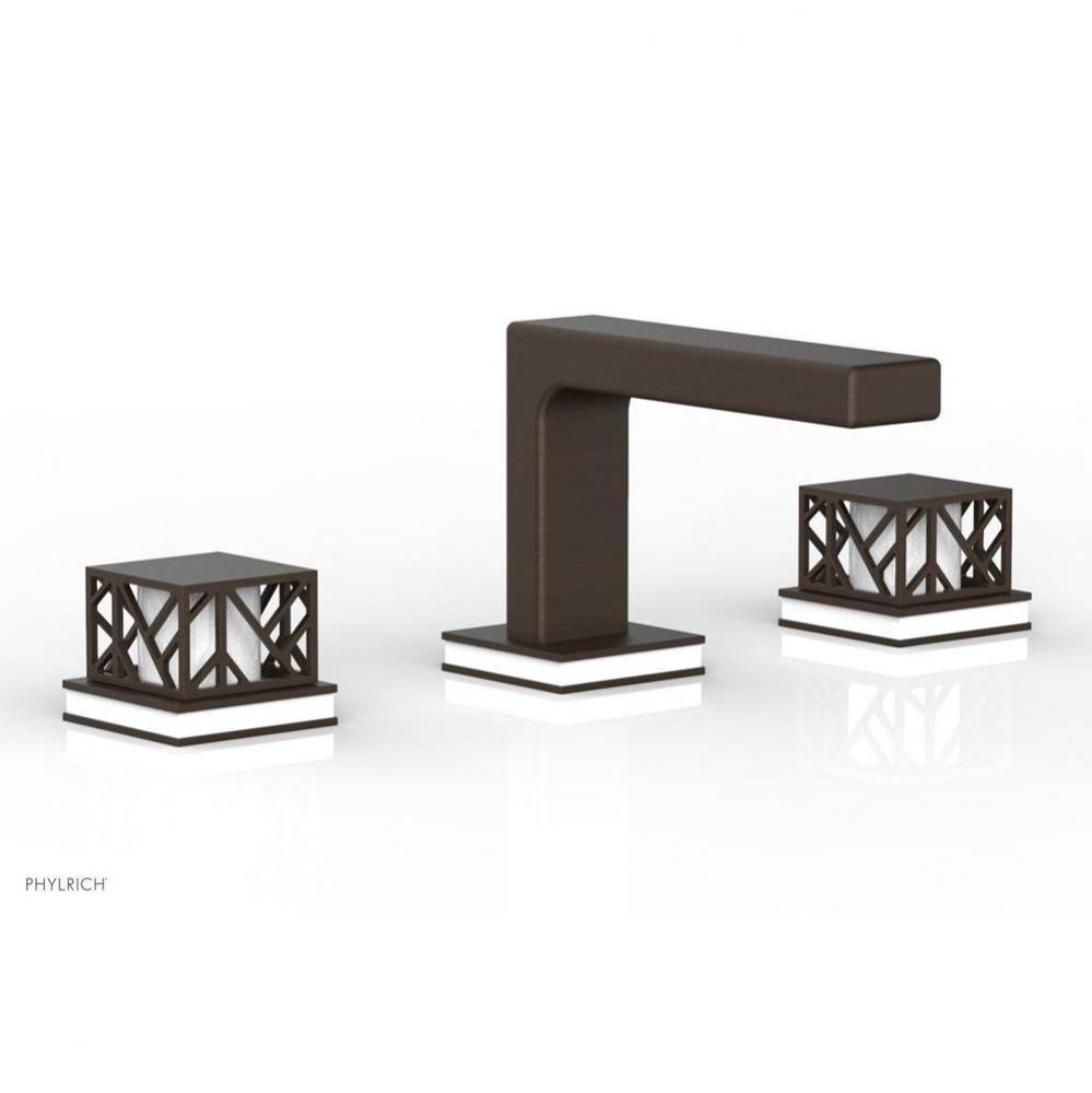 Oil Rubbed Bronze Jolie Widespread Lavatory Faucet With Rectangular Low Spout, Square Cutaway Hand