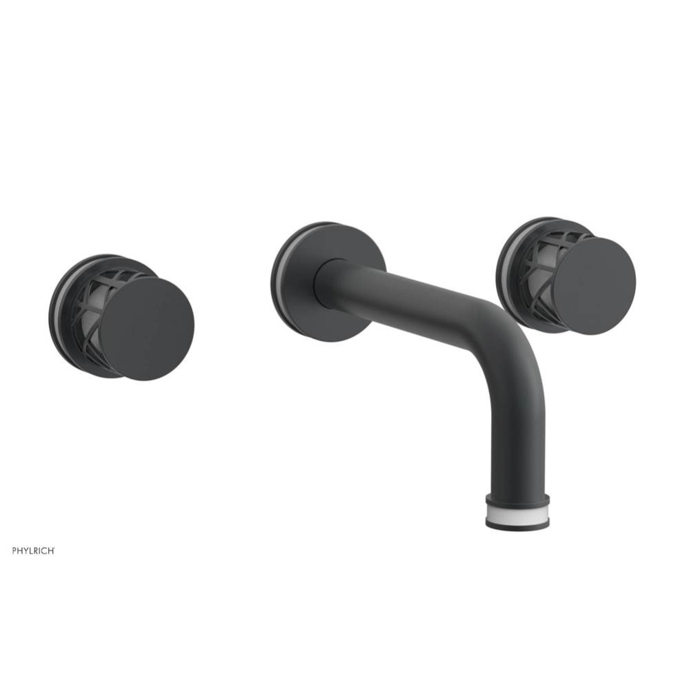 Gunmetal Gray Jolie Two Handle Wall Tub Set With Tubular Spout, Round Cutaway Handles, And Gloss W