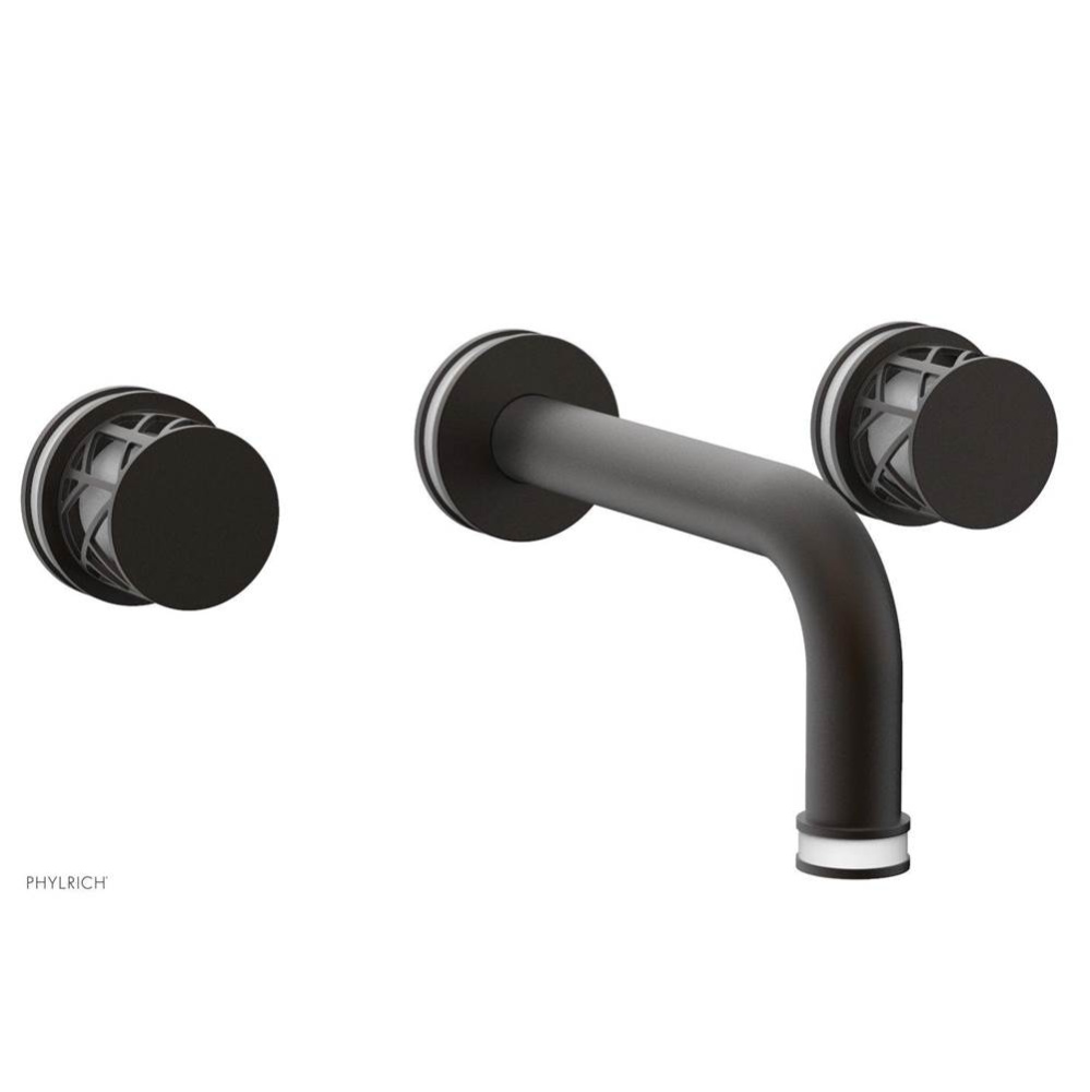 Oil Rubbed Bronze Jolie Two Handle Wall Tub Set With Tubular Spout, Round Cutaway Handles, And Glo