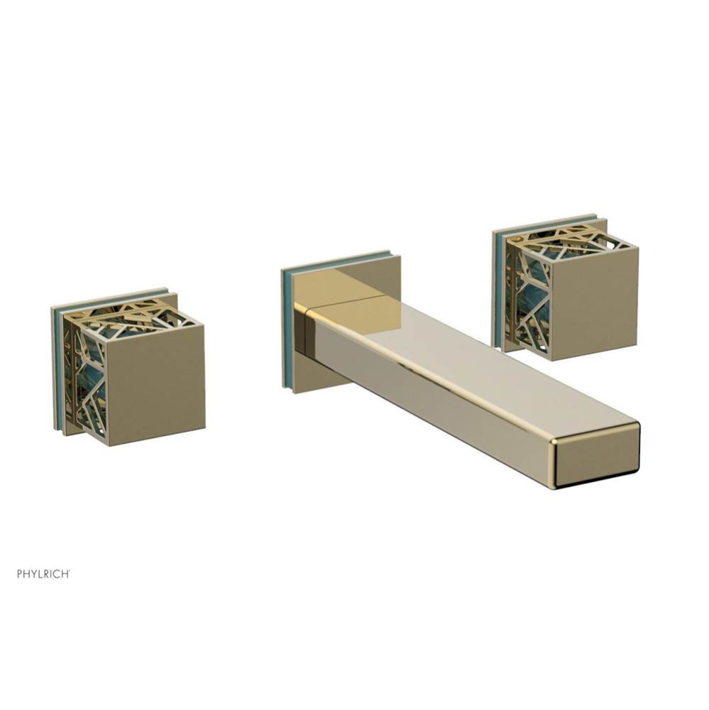 Polished Brass Uncoated (Living Finish) Jolie Two Handle Wall Tub Set With Rectangular Spout, Squa
