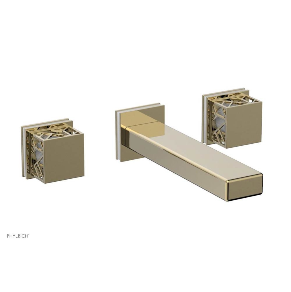 Polished Brass Uncoated (Living Finish) Jolie Two Handle Wall Tub Set With Rectangular Spout, Squa