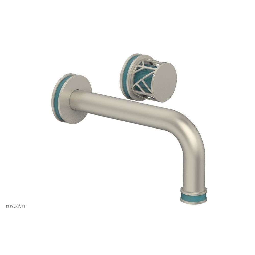 Burnished Nickel Jolie Single Handle Wall Faucet With Tubular Spout, Round Cutaway Handles, And Tu