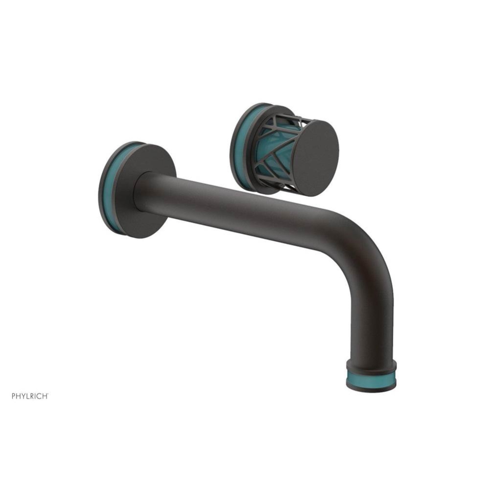 Oil Rubbed Bronze Jolie Single Handle Wall Faucet With Tubular Spout, Round Cutaway Handles, And T