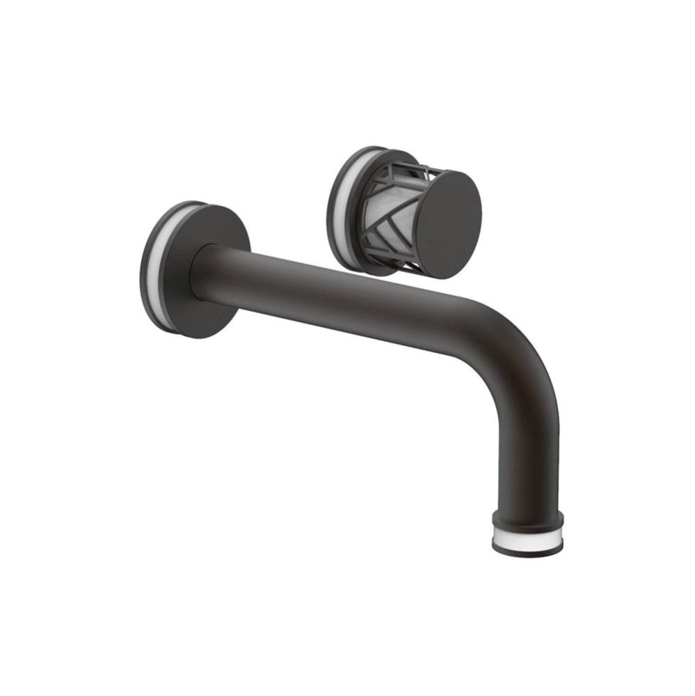 Oil Rubbed Bronze Jolie Single Handle Wall Faucet With Tubular Spout, Round Cutaway Handles, And G