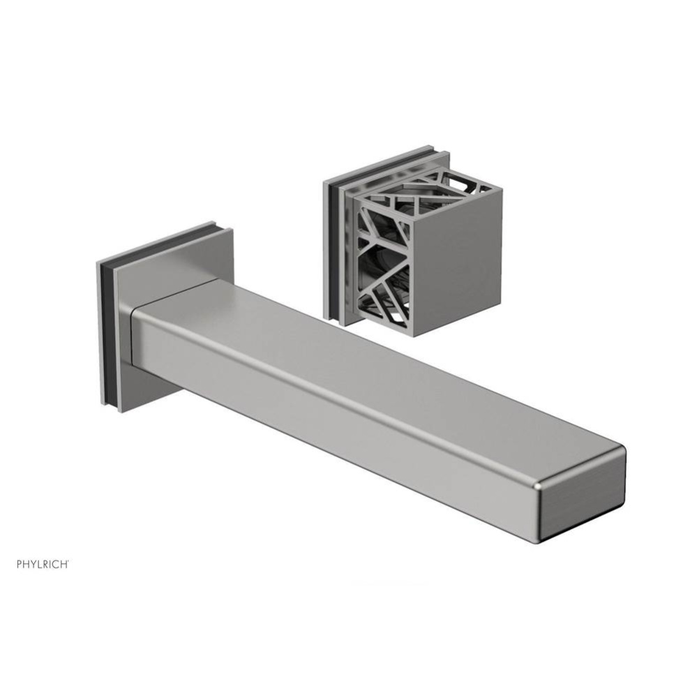 Satin Chrome Jolie Single Handle Wall Faucet With Rectangular Spout, Square Cutaway Handles, And B