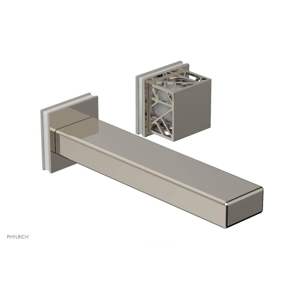 Polished Nickel Jolie Single Handle Wall Faucet With Rectangular Spout, Square Cutaway Handles, An