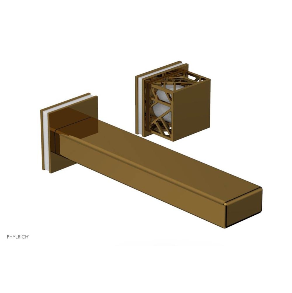 French Brass (Living Finish) Jolie Single Handle Wall Faucet With Rectangular Spout, Square Cutawa