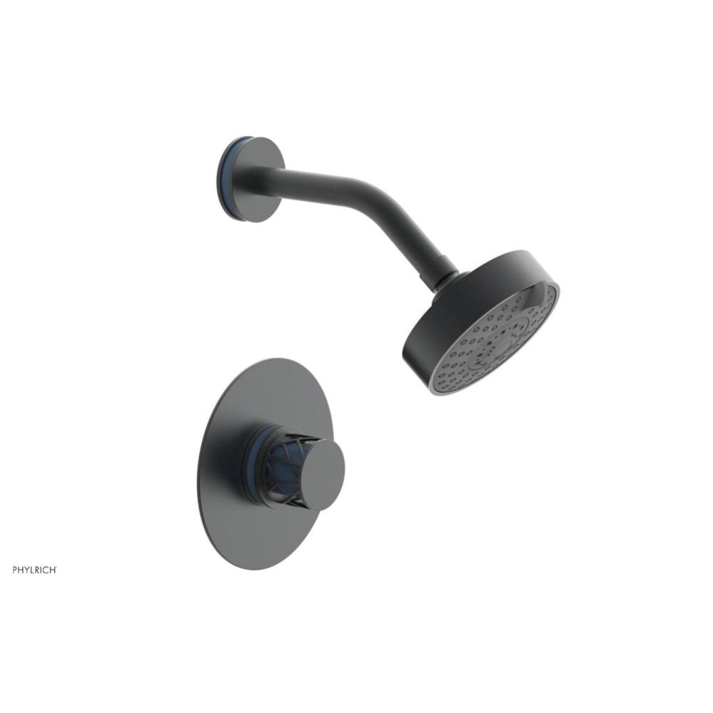 Gunmetal Gray Jolie Pressure Balance Shower Set With Round Trim, Round Cutaway Handle, And Light B