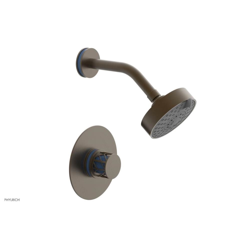 Old English Brass Jolie Pressure Balance Shower Set With Round Trim, Round Cutaway Handle, And Lig