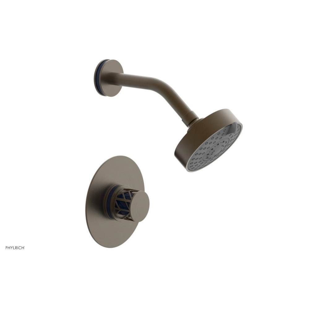 Old English Brass Jolie Pressure Balance Shower Set With Round Trim, Round Cutaway Handle, And Nav