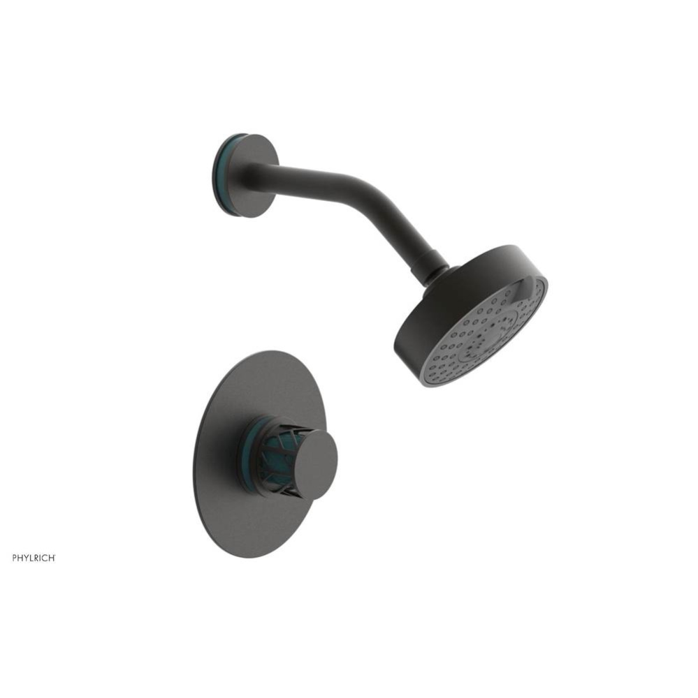 Oil Rubbed Bronze Jolie Pressure Balance Shower Set With Round Trim, Round Cutaway Handle, And Tur