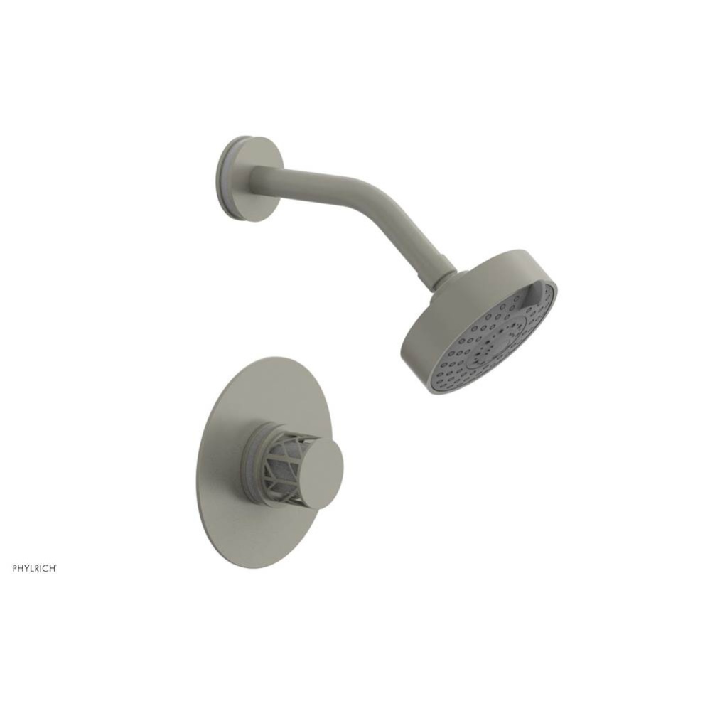 Burnished Nickel Jolie Pressure Balance Shower Set With Round Trim, Round Cutaway Handle, And Glos