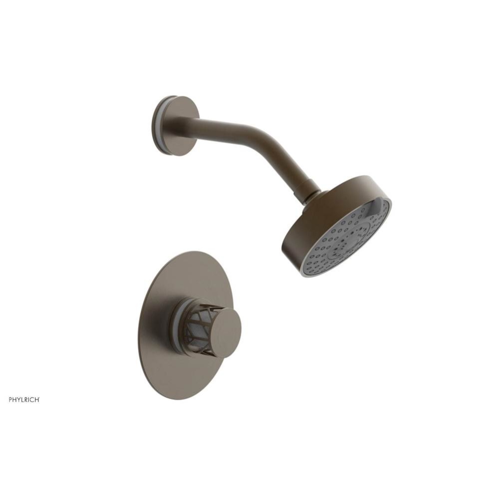 Old English Brass Jolie Pressure Balance Shower Set With Round Trim, Round Cutaway Handle, And Glo