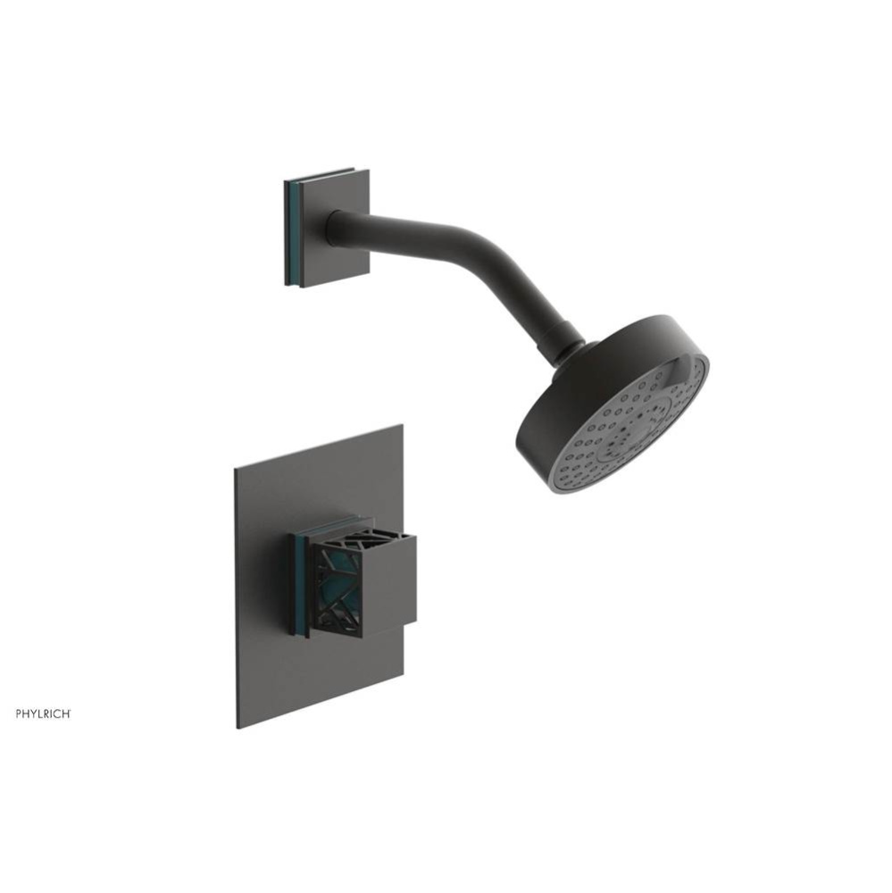 Oil Rubbed Bronze Jolie Pressure Balance Shower Set With Square Trim, Square Cutaway Handle, And T