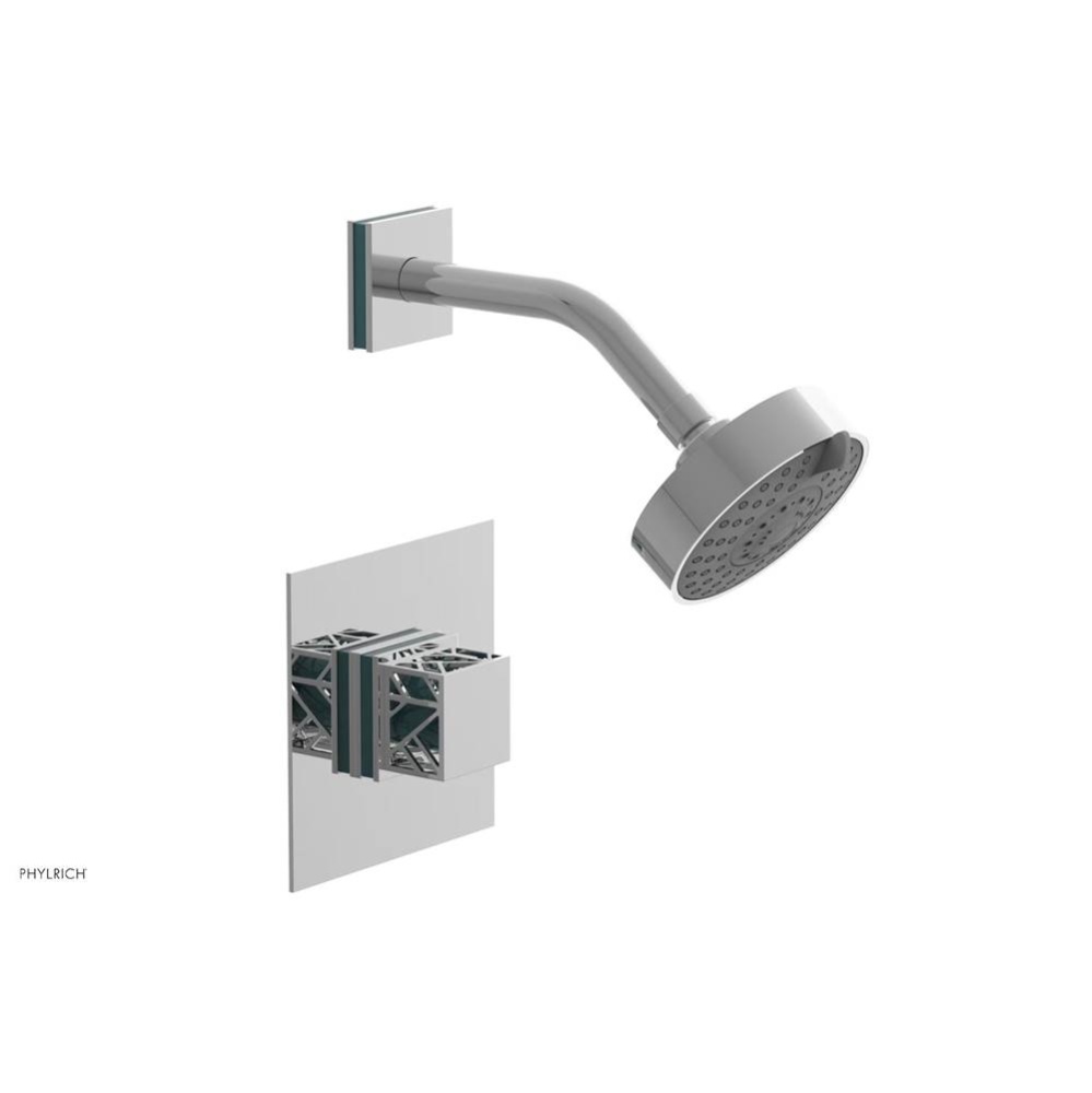 Polished Chrome Jolie Pressure Balance Shower Set With Square Trim, Square Cutaway Handle, And Tur
