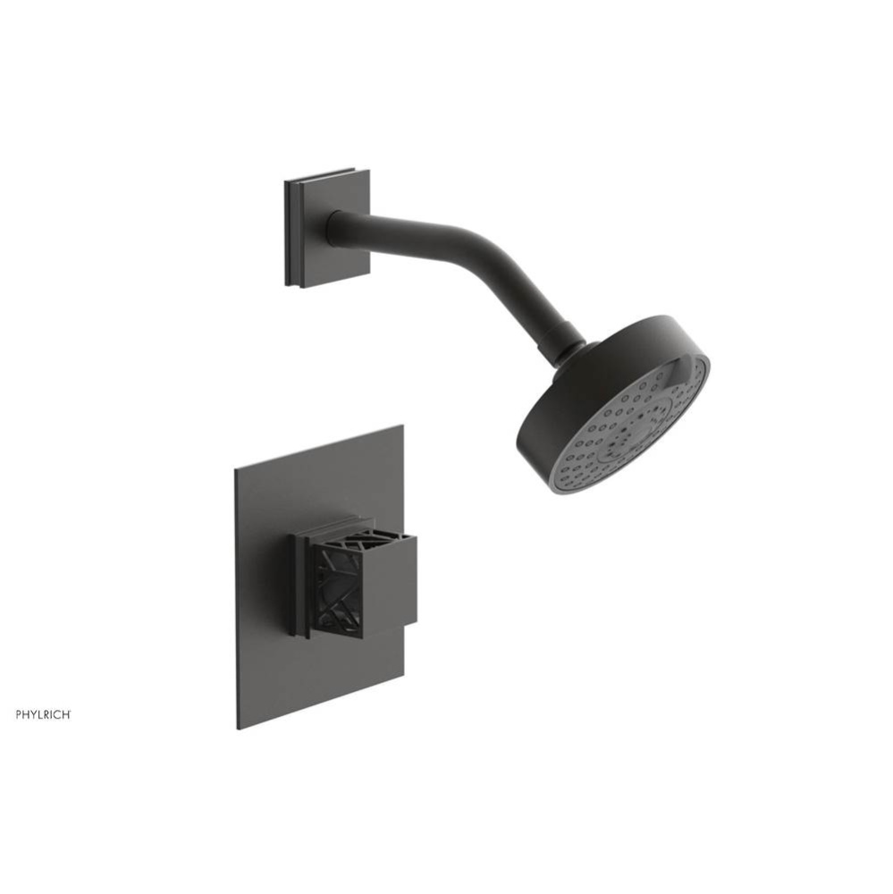 Oil Rubbed Bronze Jolie Pressure Balance Shower Set With Square Trim, Square Cutaway Handle, And G