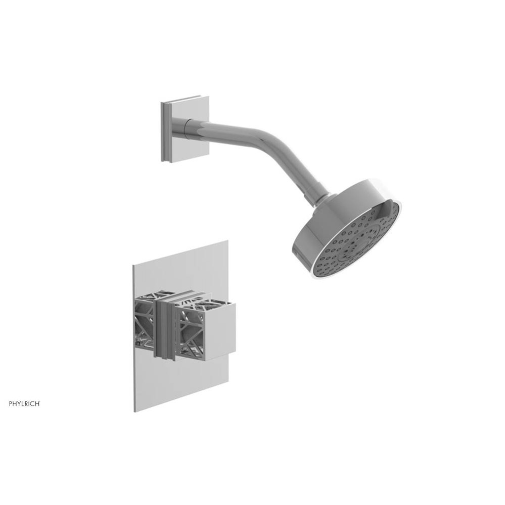 Polished Chrome Jolie Pressure Balance Shower Set With Square Trim, Square Cutaway Handle, And Glo