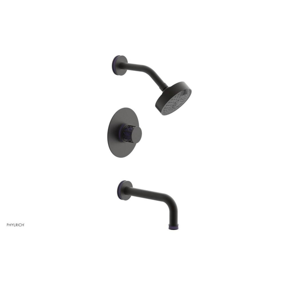 Oil Rubbed Bronze Jolie Pressure Balance Tub & Shower Set With Round Trim, Tubular Tub Spout,