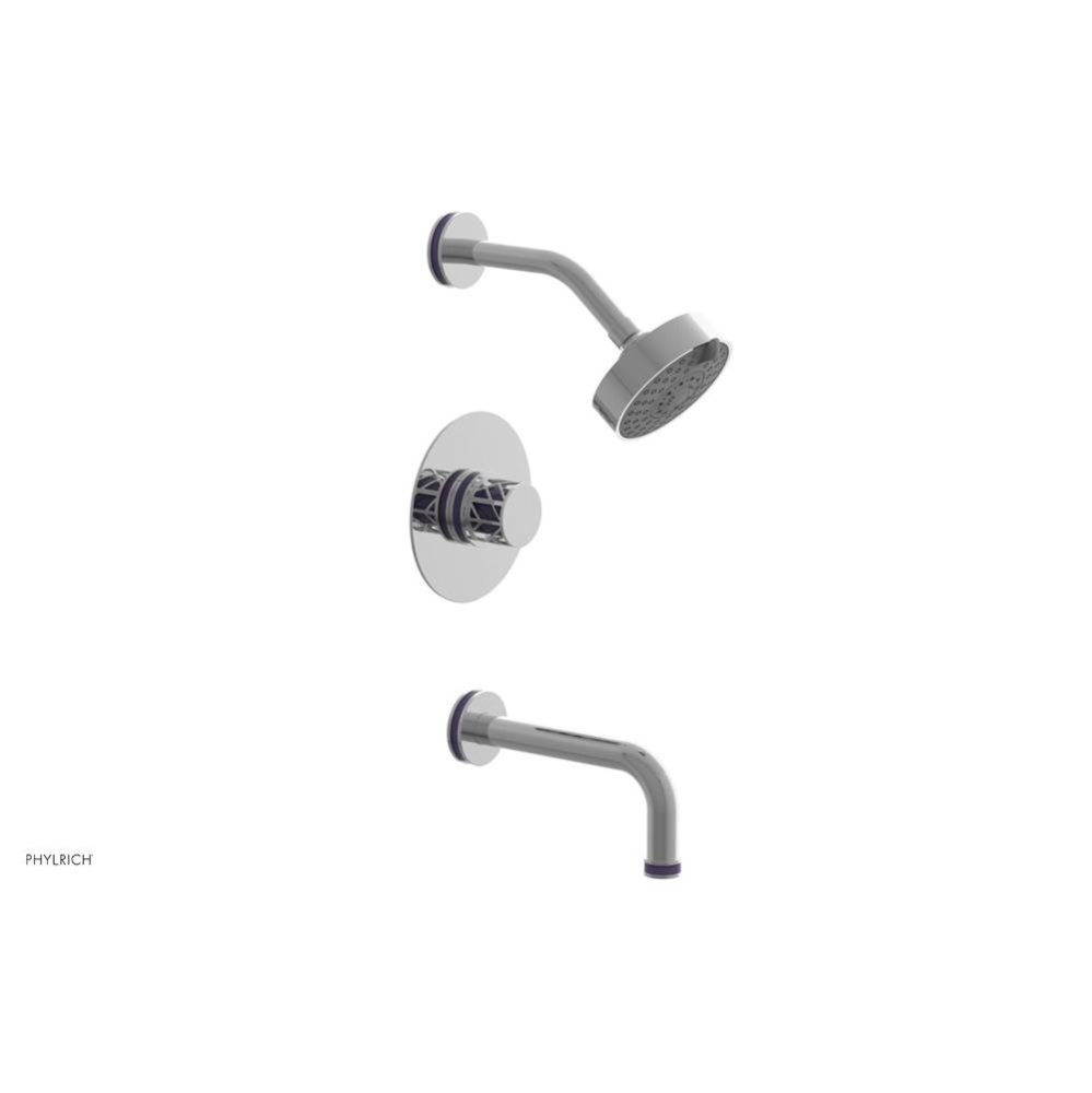 Polished Chrome Jolie Pressure Balance Tub & Shower Set With Round Trim, Tubular Tub Spout, Ro