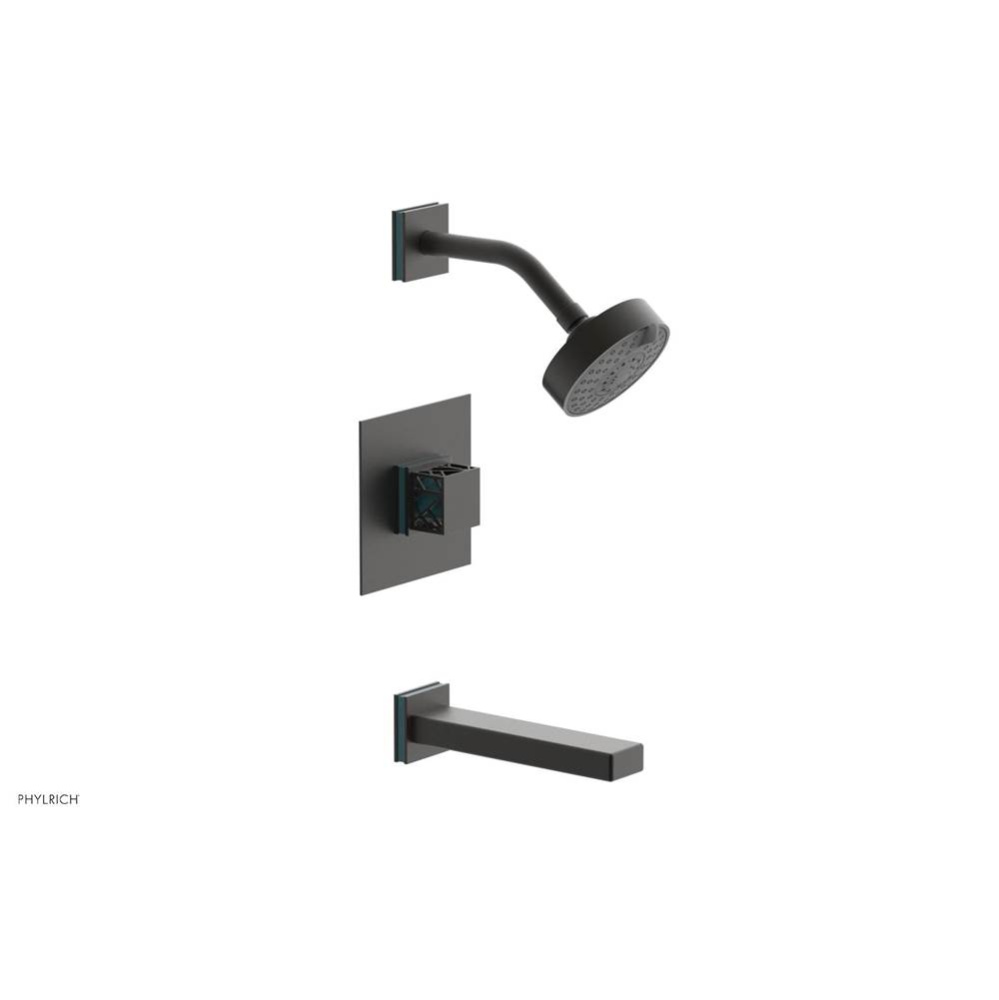 Oil Rubbed Bronze Jolie Pressure Balance Tub & Shower Set With Square Trim