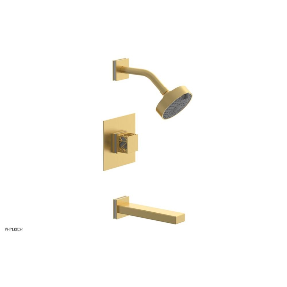 Burnished Gold Jolie Pressure Balance Tub & Shower Set With Square Trim