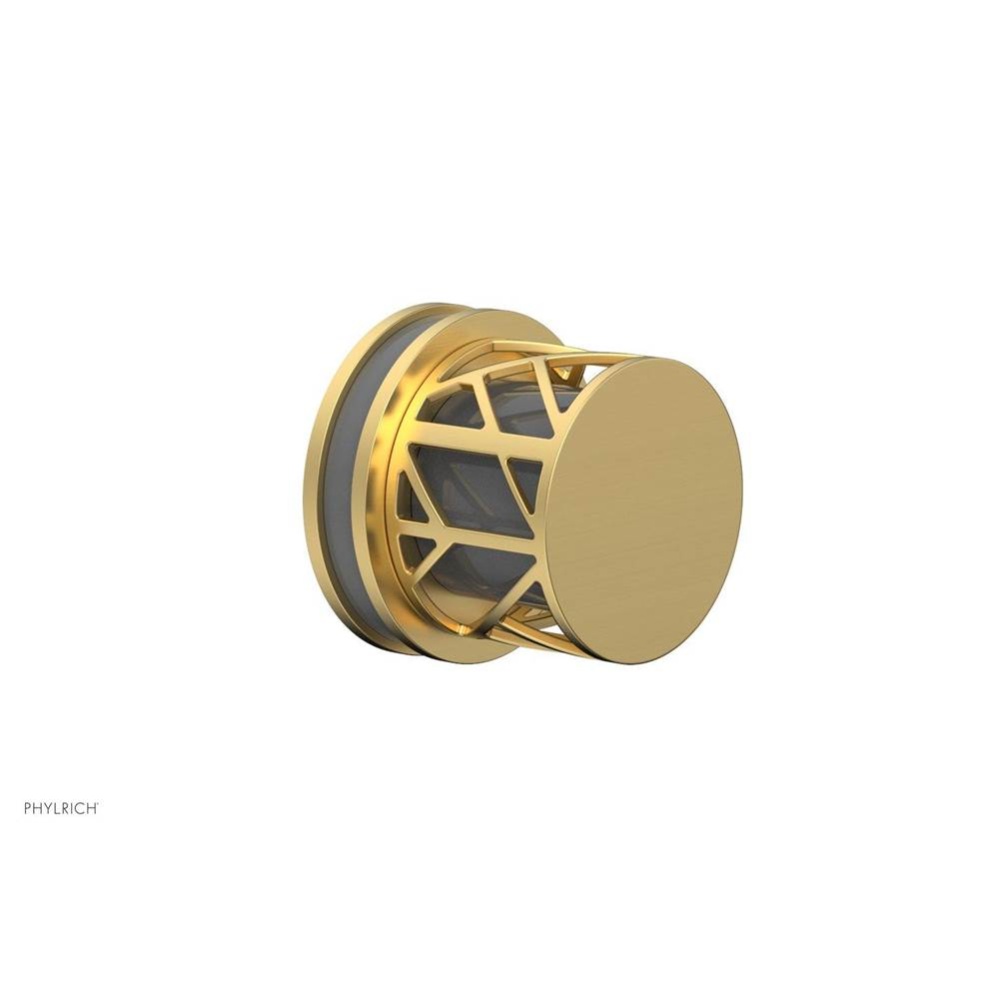 Burnished Gold Jolie Diverter/Volume Control Trim With Round Cutaway Handles And Grey Accents