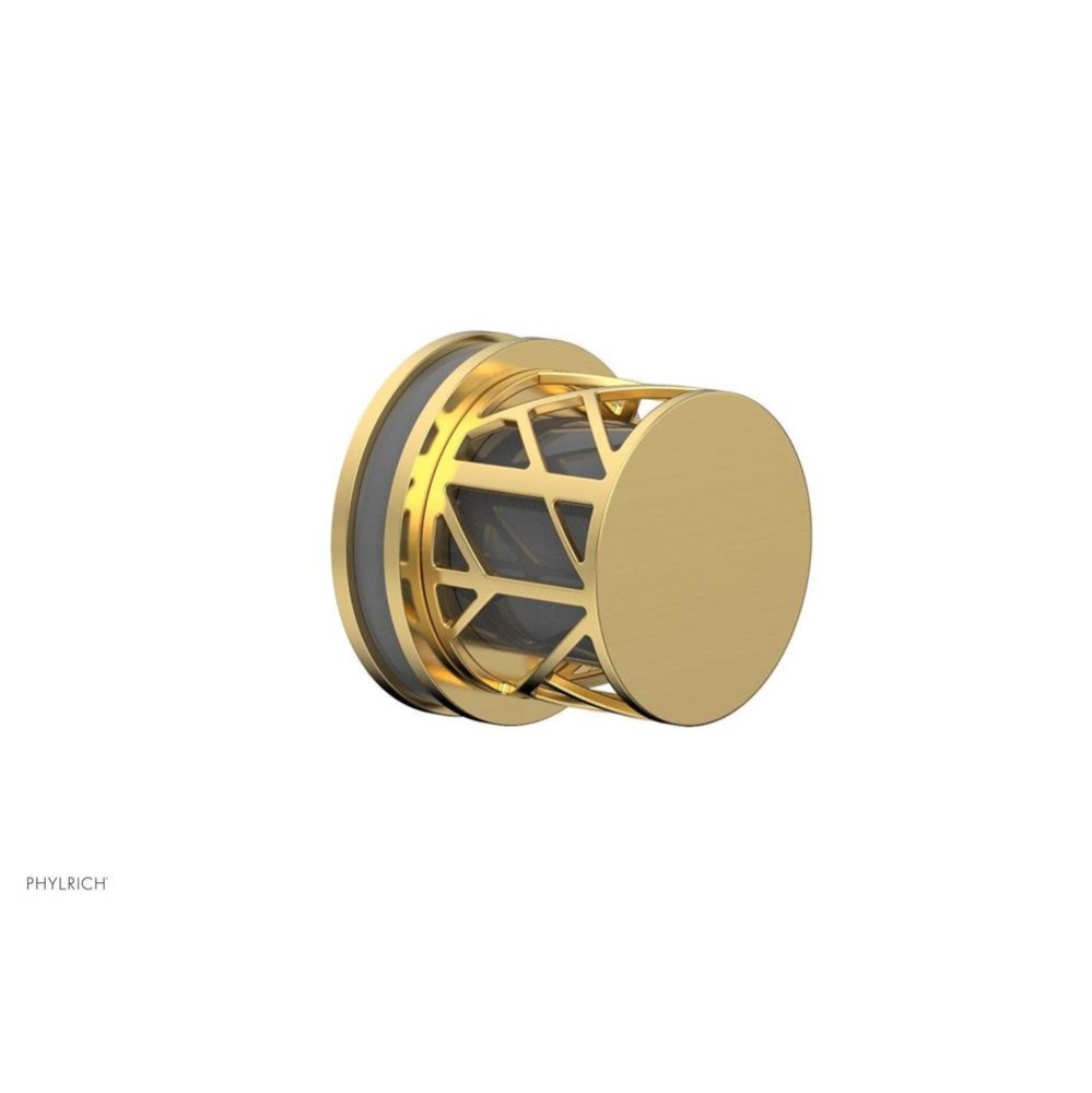 Satin Gold Jolie Diverter/Volume Control Trim With Round Cutaway Handles And Grey Accents