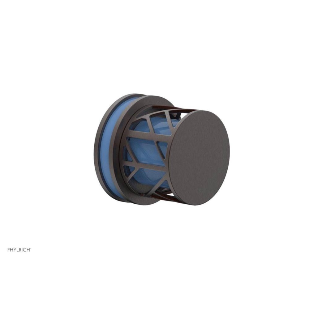 Weathered Copper Jolie Diverter/Volume Control Trim With Round Cutaway Handles And Light Blue Acce