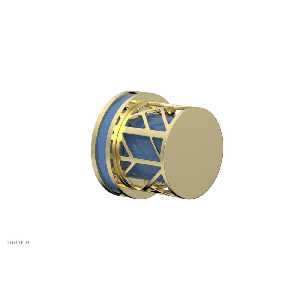 Polished Brass Jolie Diverter/Volume Control Trim With Round Cutaway Handles And Light Blue Accent