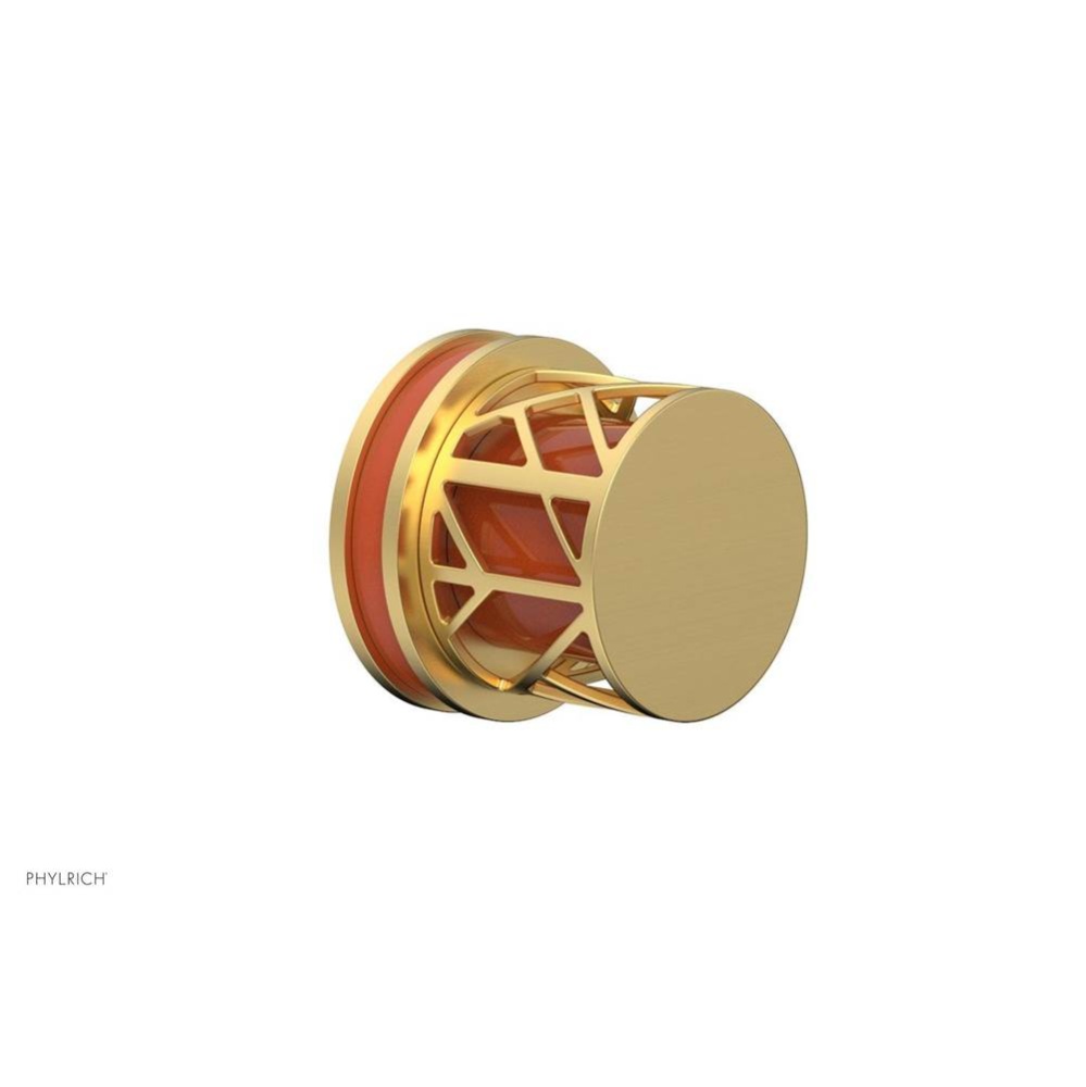 Burnished Gold Jolie Diverter/Volume Control Trim With Round Cutaway Handles And Orange Accents