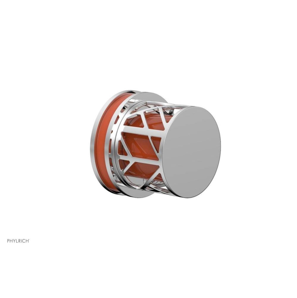 Polished Chrome Jolie Diverter/Volume Control Trim With Round Cutaway Handles And Orange Accents