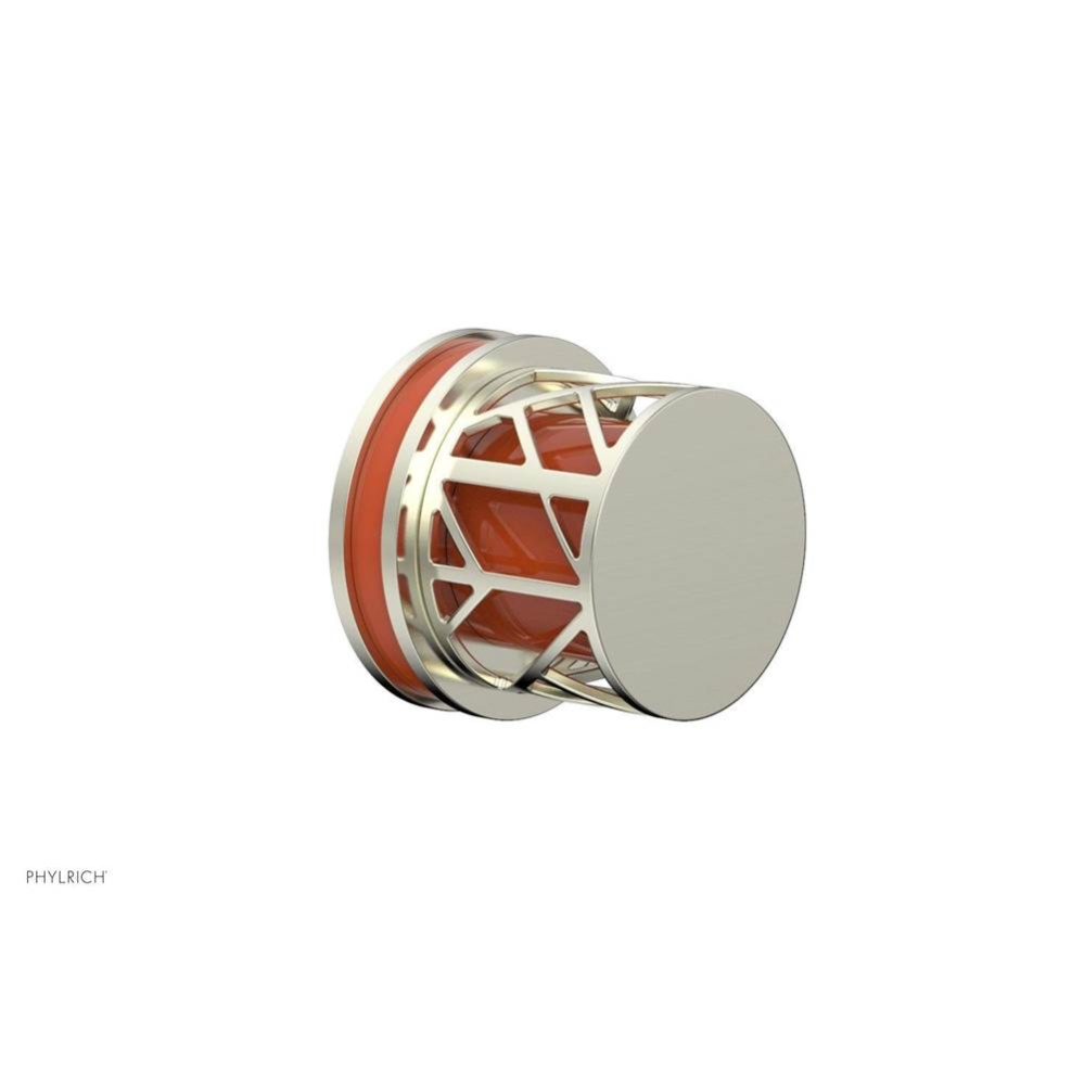 Satin Nickel Jolie Diverter/Volume Control Trim With Round Cutaway Handles And Orange Accents