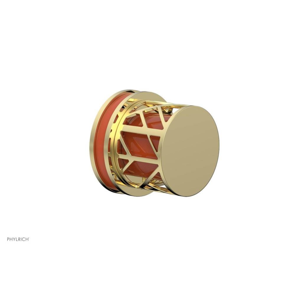 Polished Brass Jolie Diverter/Volume Control Trim With Round Cutaway Handles And Orange Accents
