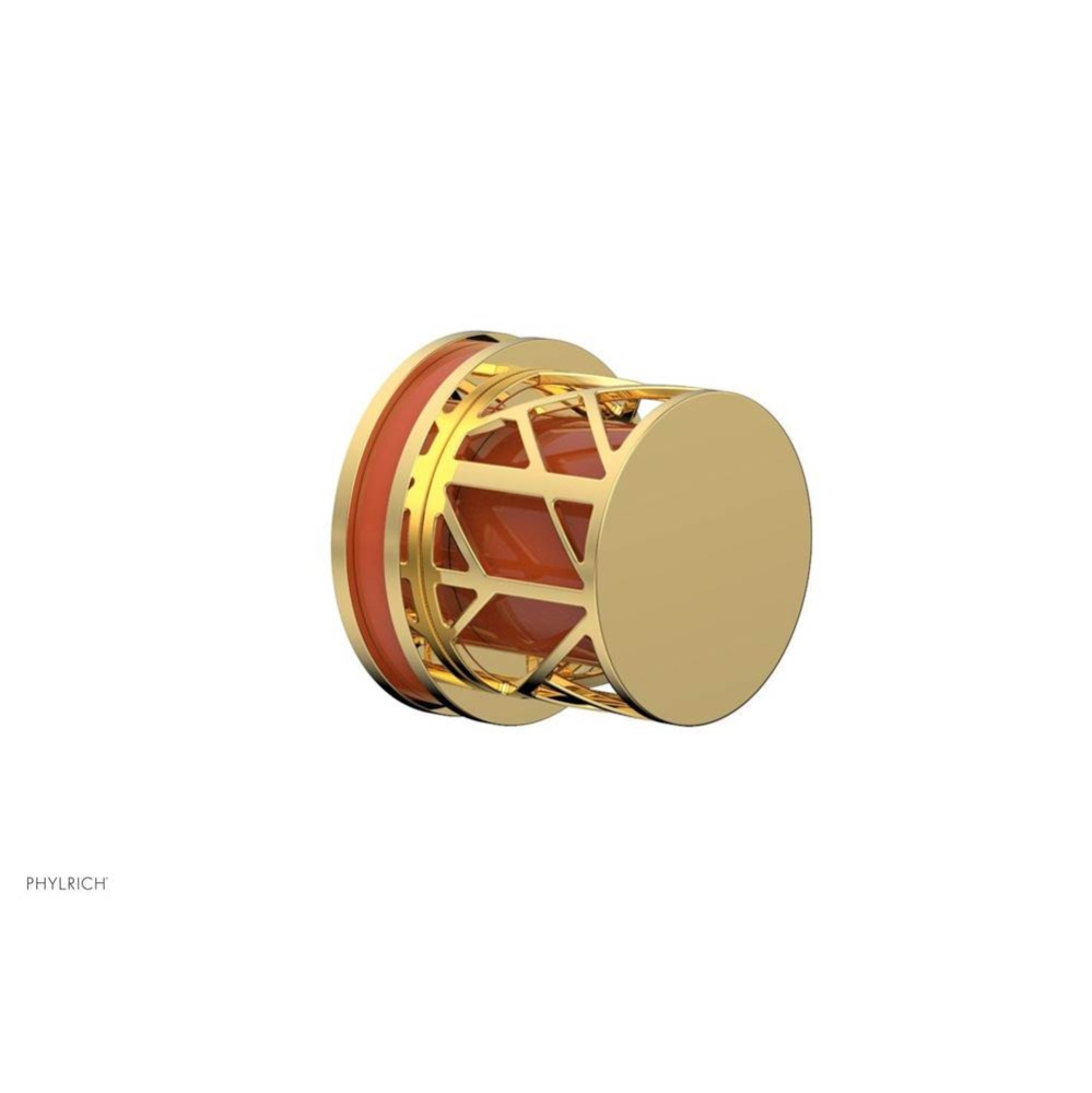 Polished Gold Jolie Diverter/Volume Control Trim With Round Cutaway Handles And Orange Accents