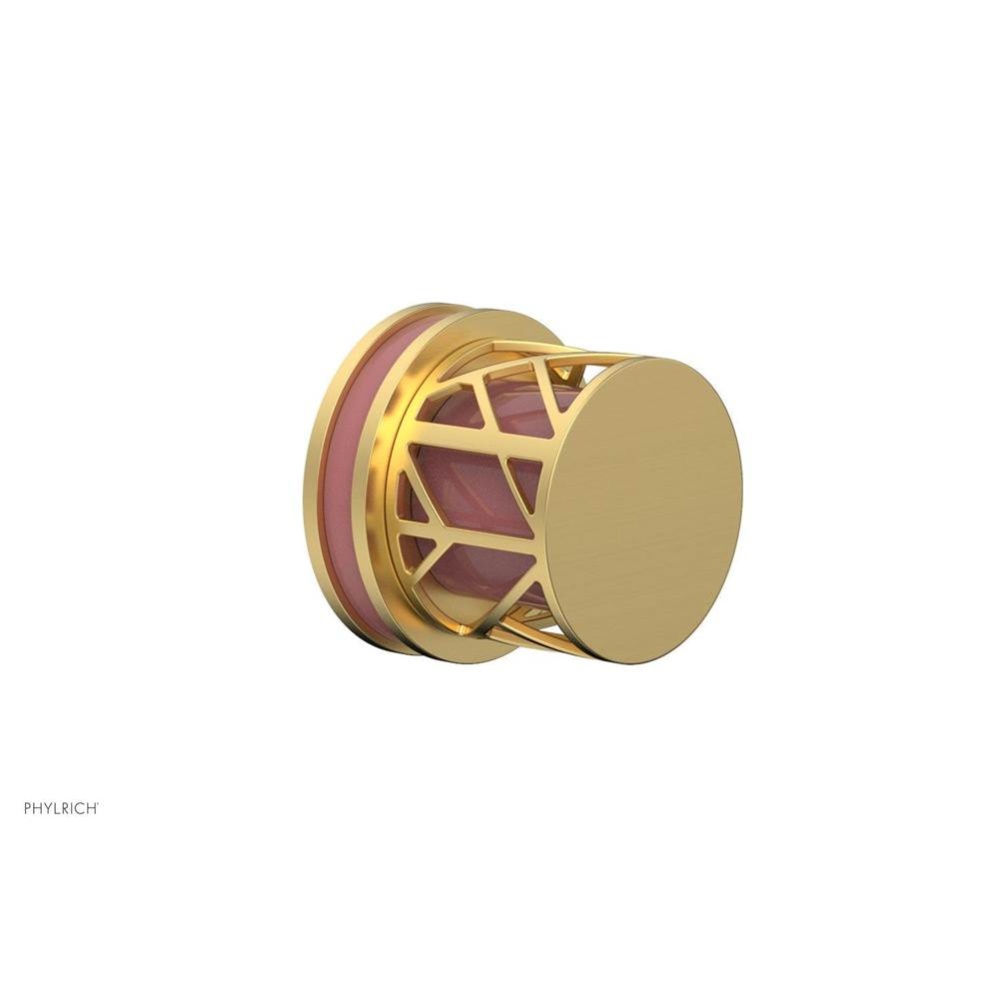 Burnished Gold Jolie Diverter/Volume Control Trim With Round Cutaway Handles And Pink Accents