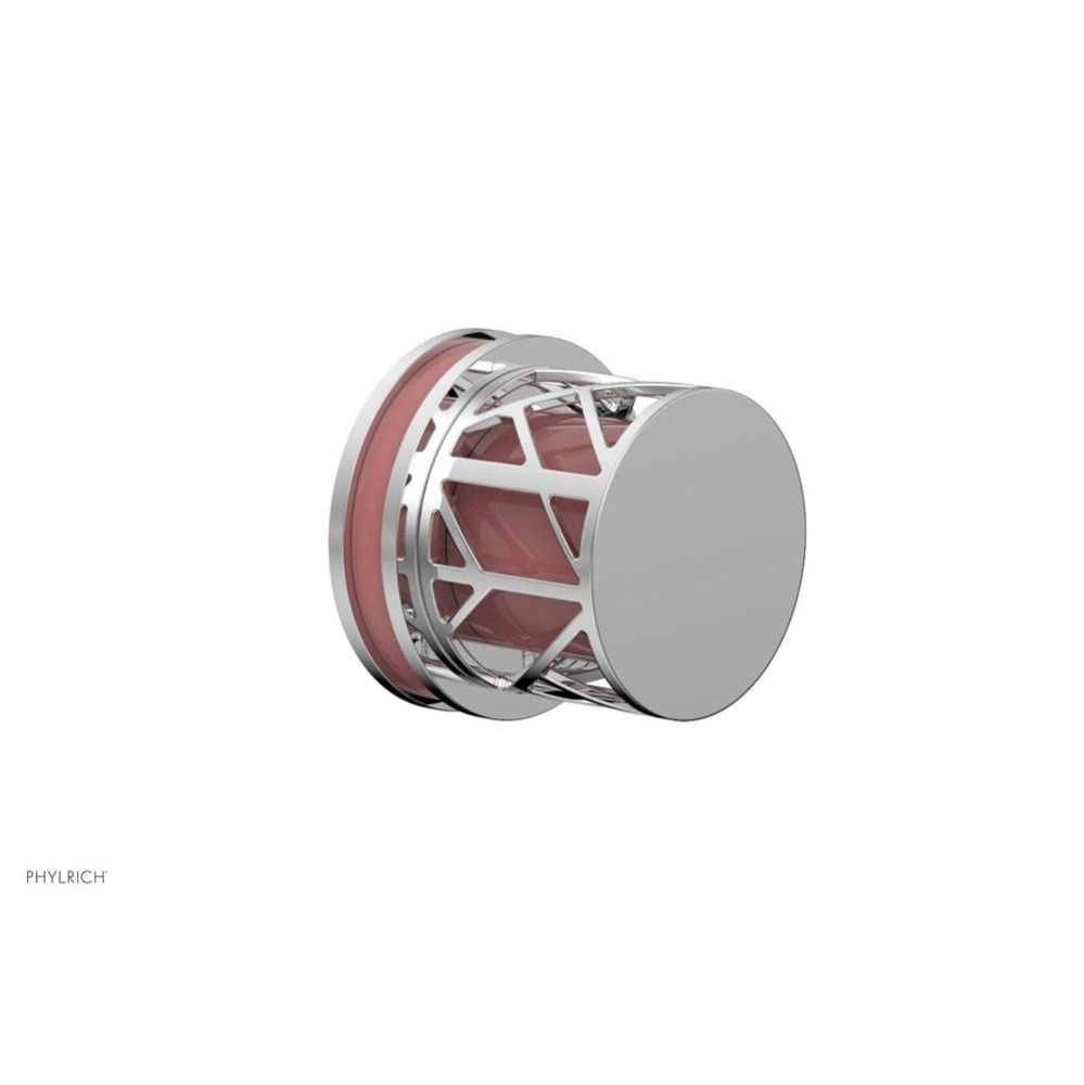 Polished Chrome Jolie Diverter/Volume Control Trim With Round Cutaway Handles And Pink Accents