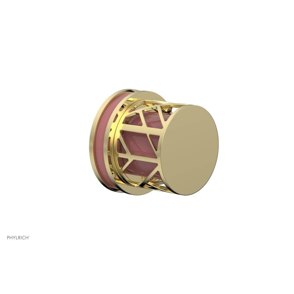 Polished Brass Jolie Diverter/Volume Control Trim With Round Cutaway Handles And Pink Accents