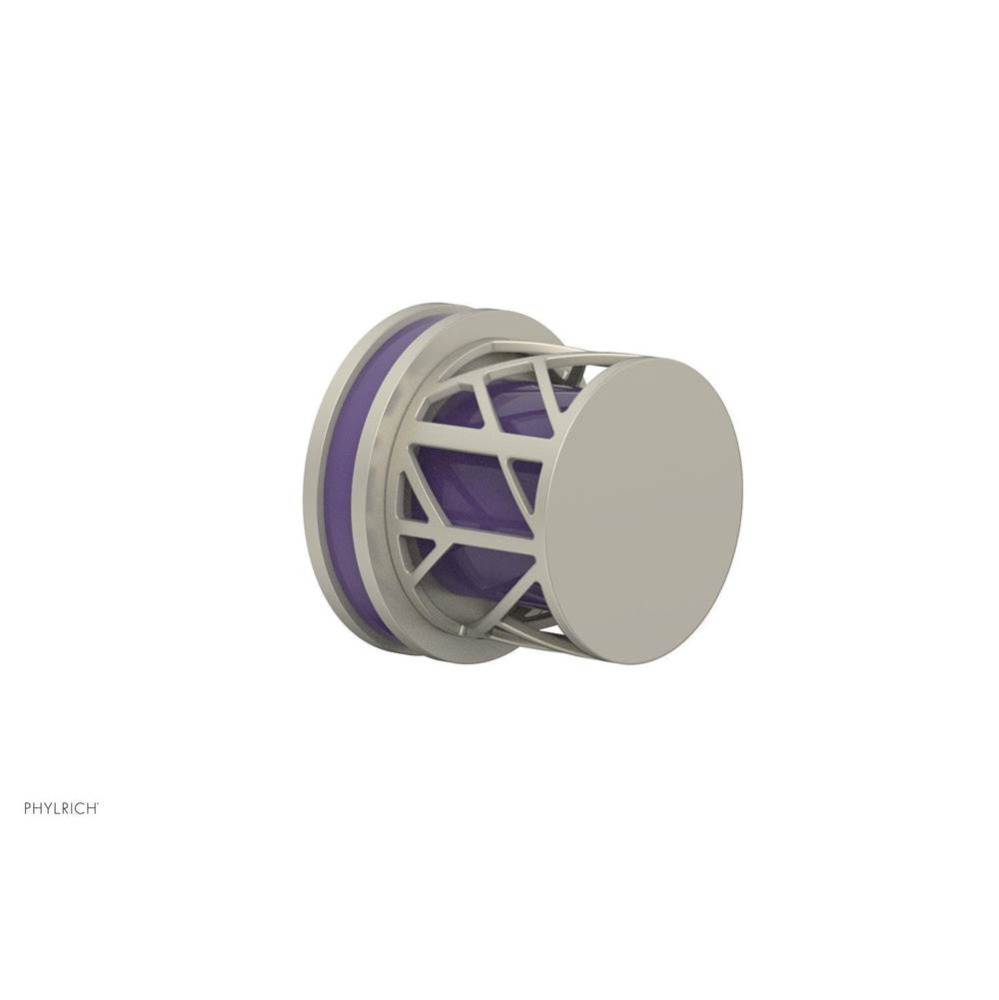 Burnished Nickel Jolie Diverter/Volume Control Trim With Round Cutaway Handles And Purple Accents