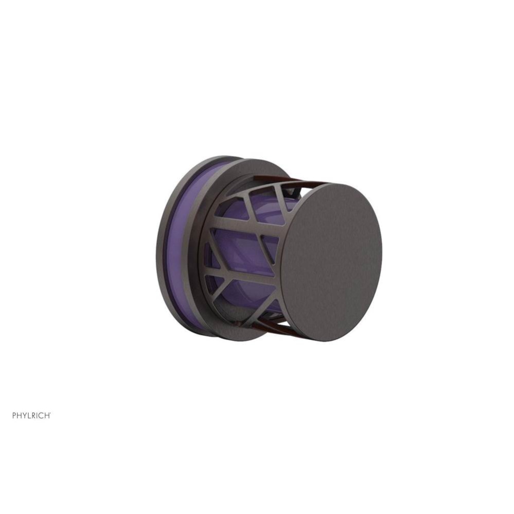 Weathered Copper Jolie Diverter/Volume Control Trim With Round Cutaway Handles And Purple Accents
